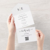 Faire-part de mariage à code QR noir or élégant mo (Déchirure)