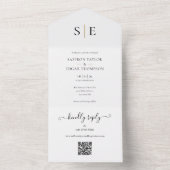 Faire-part de mariage à code QR noir or élégant mo (À l'intérieur)