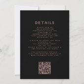 Faire-part de mariage à code QR or rose et fleurs (Dos)