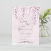 Faire-part de mariage à code QR photo florale lava (Debout devant)