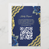 Faire-part de mariage à code QR Roses Bleu Royal B (Dos)