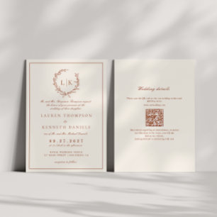 Faire-part de mariage à code QR Terracotta & Crème