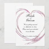 Faire-part de mariage à cœur abstrait rose (Devant / Derrière)