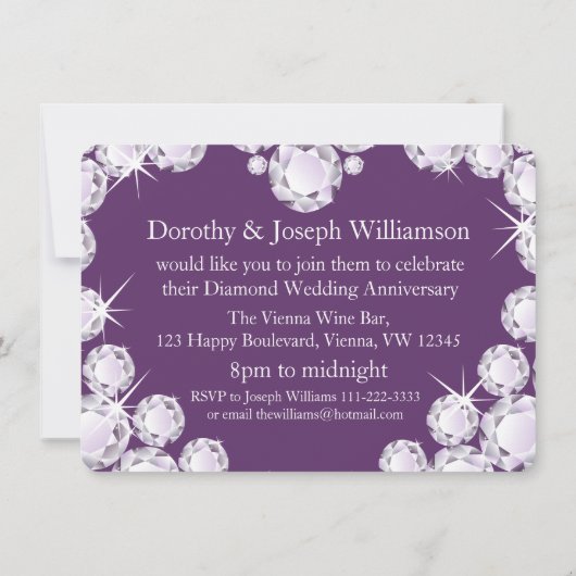 Faire-part de mariage à coeur de diamant photo 60 (Dos)