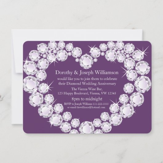 Faire-part de mariage à cœur de diamant pour une f (Dos)