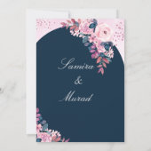 Faire-part de mariage à conserver avec fleurs bleu (Dos)
