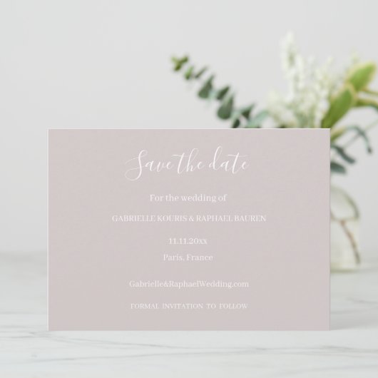 Faire-part de mariage à conserver gris et blanc ro (Debout devant)