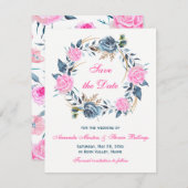 Faire-part de mariage à conserver - Roses roses et (Devant / Derrière)