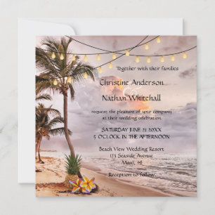 Faire-part de mariage à cordes de plage tropicale