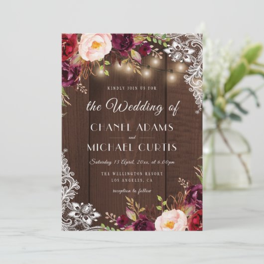 faire-part de mariage à cordes rustiques (Debout devant)