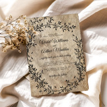 Faire-part de mariage à couronne botanique vintage