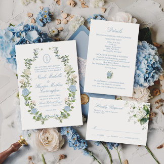 Faire-part de mariage à crête de monogramme d'hort