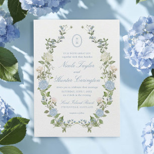 Faire-part de mariage à crête de monogramme d'hort