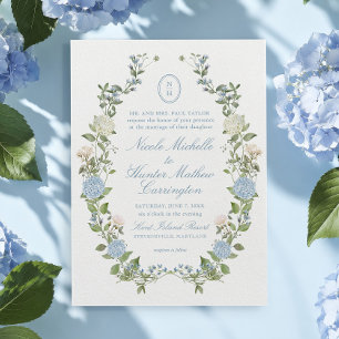Faire-part de mariage à crête de monogramme d'hort