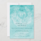 Faire-part de mariage à cygne turquoise avec Monog (Devant)