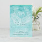 Faire-part de mariage à cygne turquoise avec Monog (Debout devant)
