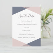 Faire-part de mariage à date de Navy Blue Blush Mo (Debout devant)
