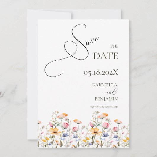 Faire-part de mariage à date de sauvagement Fleur (Devant)