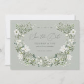Faire-part de mariage à date fixe Sage Garden Save (Devant)