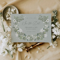 Faire-part de mariage à date fixe Sage Garden Save