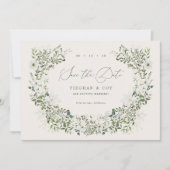 Faire-part de mariage à date fixe Sage Garden Save (Devant)