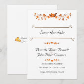 Faire-part de mariage à date fixe,Thème Feuilles d (Devant / Derrière)