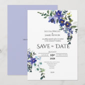 Faire-part de mariage à date pour l'Orchidée Bleue (Devant / Derrière)