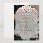 Faire-part de mariage à décor de fleurs blanches e (Devant / Derrière)
