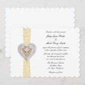 Faire-part de mariage à dentelle jaune Licorne (Devant / Derrière)