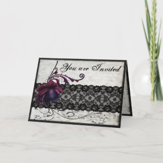 Faire-part de mariage à dentelle noire