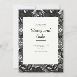 Faire-part de mariage à dentelle noire