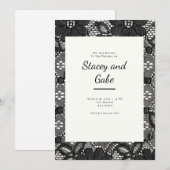 Faire-part de mariage à dentelle noire (Devant / Derrière)