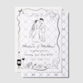 Faire-part de mariage à dessins à la main originau (Décalage (Invitation))