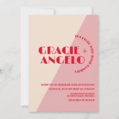 Faire-part de mariage à deux tons rose rétro (Devant)