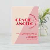 Faire-part de mariage à deux tons rose rétro (Debout devant)