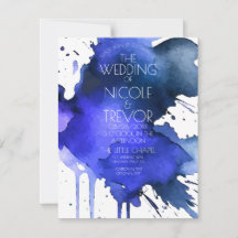 Faire-part de mariage à éclaboussures d'aquarelle
