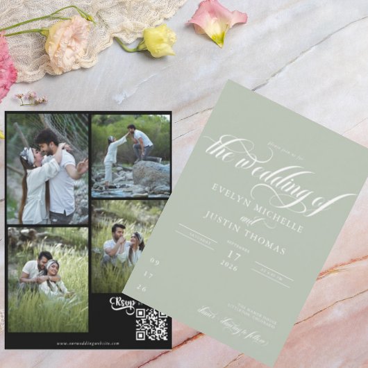 Faire-part de mariage à écriture minimale