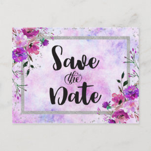 Faire-part de mariage à encadrer avec fleurs viole