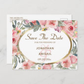 Faire-part de mariage à encadrer en or rose floral (Devant / Derrière)