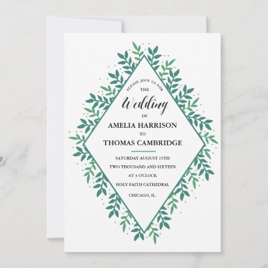Faire-part de mariage à feuillage persistant (Devant)