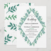 Faire-part de mariage à feuillage persistant (Devant / Derrière)