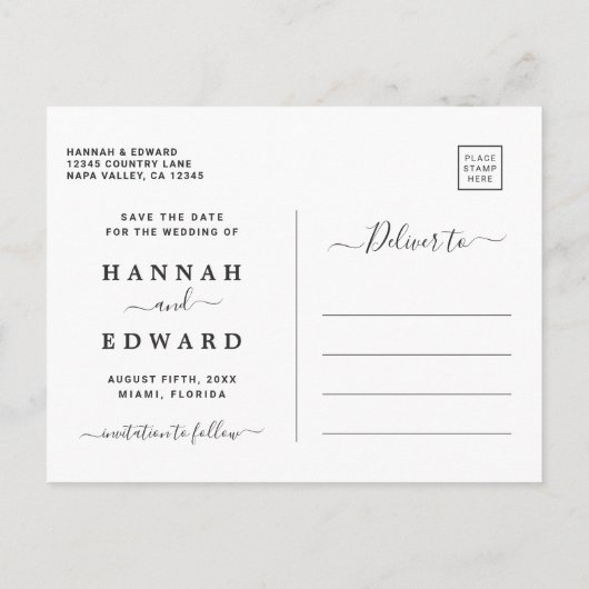 Faire-Part de Mariage à Feuillage Tropical Or "Sav (Dos)