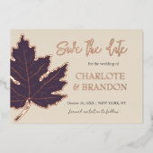Faire-part de mariage à feuille d'érable pourpre d (Recto)