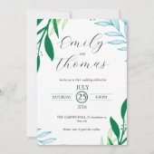 Faire-part de mariage à feuille verte botanique mo (Devant)