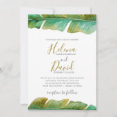 Faire-part de mariage à feuilles de bananier tropi (Devant)