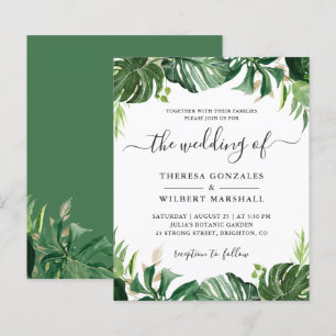 Faire-part de mariage à feuilles de palmier tropic