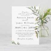 Faire-part de mariage à feuilles d'olive (Debout devant)