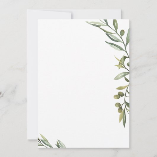 Faire-part de mariage à feuilles d'olive (Dos)