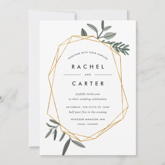 Faire-part de mariage à feuilles d'olive (Devant)