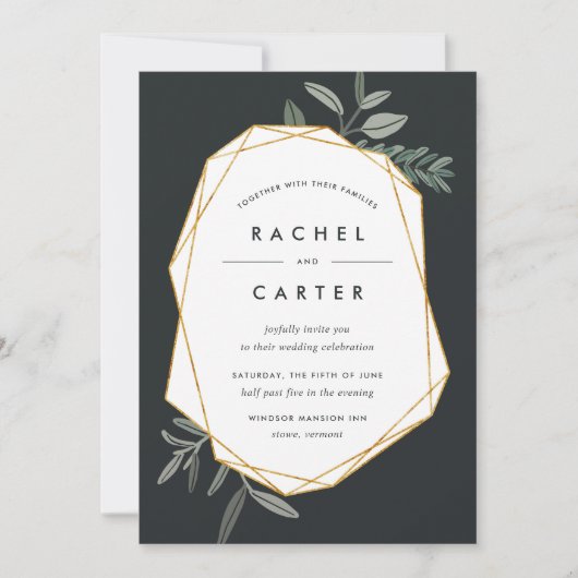Faire-part de mariage à feuilles d'olive (Devant)
